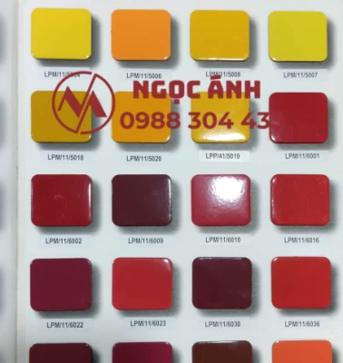 Bảng màu bột sơn tĩnh điện Mãnh Phát màu đỏ, màu cam, màu vàng
